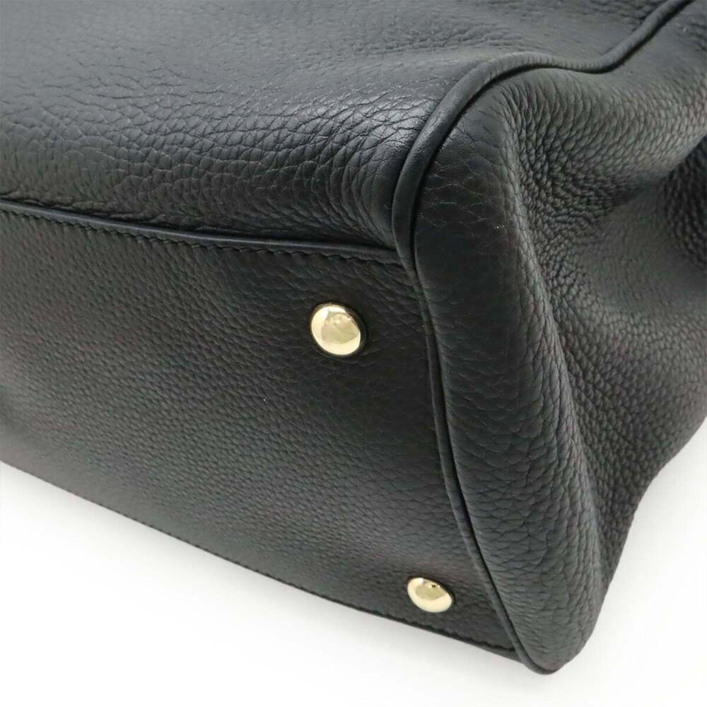 GUCCI Bamboo Shopper Medium Size Leather Tote Bag Handbag Shoulder Black 323660 - Picture 4 of 9